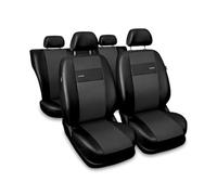 3er Set Saferide Autositzbezüge PKW universal | Auto Sitzbezüge Kunstleder Grau für Airbag geeignet | für Vordersitze und Rückbank | 1+1 Autositze vorne und 1 Sitzbank hinten teilbar 2 Reißverschlüsse