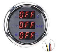 3in1 KombiMessgerät für Kühlwassertemperatur Öldruck und Kraftstoffstand nach europäischem 0-190Ω Standard für Auto und Boot (Zifferblatt weiß)