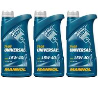 3l Mannol 7405 Motoröl Universal 15W-40 3x1l