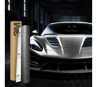 3M 2080 Car Wrapping Folie 30x152cm Selbstklebende Autofolie für Auto Motorrad Boot 3D Lackschutzfolie mit Luftkanälen zum Folieren (BR201 Brushed Steel)