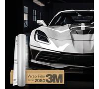 Finest Folia 3M 2080 Car Wrapping Folie 30x152cm Selbstklebende Autofolie für Auto Motorrad Boot 3D Lackschutzfolie mit Luftkanälen zum Folieren (G120 Gloss White Aluminum)