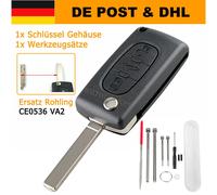 3Tasten Klapp Schlüssel Gehäuse VA2 für Peugeot 207 307 CC 308 407 Citroen C4 C5