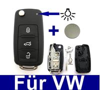 3Tasten Klappschlüssel Fernbedienung Gehäuse für VW T5 Golf 6 PASSAT Batterie