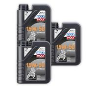 3x 1L LIQUI MOLY 3057 Motoröl Motorbike 4T 15W-50 Offroad