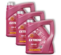 3x 4L Mannol Motoröl Extreme 5W40 Motorenöl passend für VW 502.00 505.00 MB 229.5 ACEA A3/B4 MN7915-4