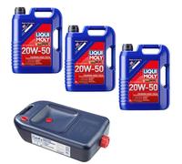 3x 5 Liter Liqui Moly Touring High Tech 20W-50 Öl Motoröl + Ölauffangbehälter
