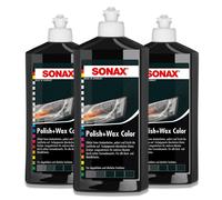 3x 500ml SONAX 02961000 Polish & Wax Color schwarz Politur und Wachs Autopolitur