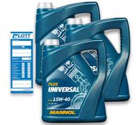 3x 5L Mannol MN7405-5 Motoröl Universal 15W-40 hochwertiges Motorenöl API SG/CD MN7405-5