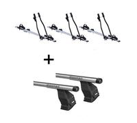 3x Fahrradträger SAGITTAR + Dachträger Menabo Tema kompatibel mit für Renault Grand Scenic II 2004-2009