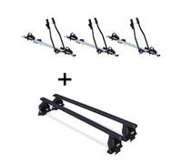 3x Fahrradträger SAGITTAR + Dachträger Menabo Tema Stahl kompatibel mit für Volvo S90 (Limousine 4 Türer) ab 2016