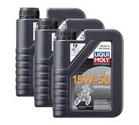 3X LIQUI Moly 3057 Motorbike 4T Motoröl Offroad 15 W-50 1L