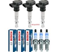 3x MAx GEAR Zündspule + 3x BOSCH Zündkerze passend für Opel Corsa D Van