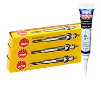 3x NGK Glühkerzen + LIQUI MOLY Fett für MERCEDES 123 S123 T1 B602 80 B2 B3 B4