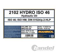 Mannol Hydro ISO 46 2102, volumen 20L Motoröl