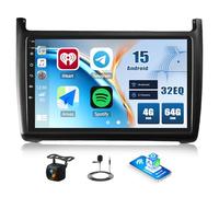 4+64G Android 15 CAMECHO 9 Zoll Autoradio für VW Polo 6R 6C 9N 2008-2016 mit Wireless Carplay Android Auto, GPS Navi Radio Touchscreen HD mit Bluetooth WiFi RDS FM +Rückfahrkamera