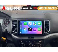 4+64GB Android 15 IPS Autoradio Carplay BT GPS Navi Für VW Sharan 7N Alhambra II