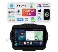 4+64GB Carplay Android 14 Autoradio GPS SAT Navi BT Für Jeep Renegade 2014-2024
