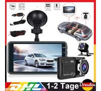 4" Dashcam Auto Kamera 1080P Vorne Hinten Dash Cam Nachtsicht Daschcam DHL