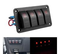4 Gang Rot LED Schalttafel DC 12V/24V Ein/Aus Schalter Schaltpanel für Boot Auto