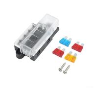 4-Gang-Sicherungskasten, 12 V, 24 V, positiver Blockhalter für ATO-ATC-Sicherungen - wasserdichte Schalttafel für Auto, Boot, Wohnmobil, Marine, LKW, Van, SUV, Camper - Schwarz mit transparenter