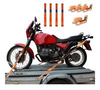4 Gurtschlaufen Doppelschlaufe + 4 Spanngurte Motorradspanngurt Sicherung ORANGE