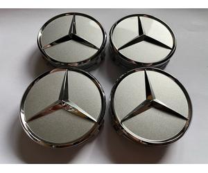 4 Original Mercedes Nabendeckel 75mm Silber NEU A2224000125 B66470202