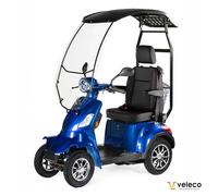 VELECO FASTER LIT-ION mit Dach und Kapitänssitz - 4-Rad Elektromobil - komplett montiert und fahrbereit - herausnehmbarer Lithium-Ionen-Akku - Sicherheitsgurt - Vierrad - Mobilitätsroller (Blau)