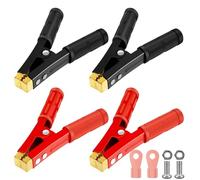 4 Stück 1000A Krokodilklemmen, Autobatterie Krokodilklemmen Groß, Starterkabel Klemmen Auto Krokodilklemmen Reinkupfer mit Isoliermantel für Autobatterien Starthilfekabel (155mm, Rot + Schwarz)