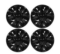 4 Stück 19 Zoll Radnabenkappen, Vollumhüllendes ABS Design - Passgenau Für Model Y 2021-2024, Montage, Aerodynamischer Felgenschutz (Glänzendes Schwarz)