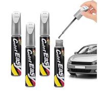 4 Stück à 12 ml Lackstift Auto Silber, Auto Reparatur Lack Auto Pinsel | Auto Kratzer Reparatur Stift, Autokratzer Reparaturmittel Autolack Reparatur für Autos Reparaturwerkzeug
