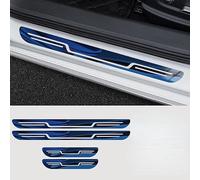 4 Stück Auto Edelstahl Einstiegsleisten Schutz für Honda Jazz III 2017-2020, Edelstahl Aufkleber Kantenschutz Styling Tuning Zubehör(Blue)