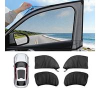 4 Stück Autofenster-Sonnenschutz, atmungsaktiv, dehnbar, universelle Passform, Sonnenschutz, Moskitonetz-Abdeckung für Seitenfenster, UV-Sichtschutz, 60 x 99 cm, Schwarz