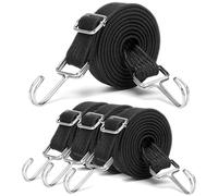 4 Stück Breit Gepäckspanner, Verstellbar Spanngummi mit Haken, 2M Gummi Expander Gummizug, zum Fahrrad, Motorrad, Transporter (Schwarz)
