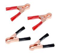 4 Stück Krokodilklemmen, Metal Krokodilklemme, Heavy Duty Batterie Klemmen, Rot Schwarz Krokodilklemmen Klein, Vollisolierte Alligator Clip, Starterkabel Klemmen, für Autobatterien Starthilfekabel