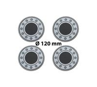 4 x Ø 120 mm Polymere Aufkleber / Schrauben-Optik / Nabenkappen, Felgendeckel