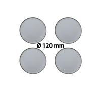 4 x Ø 120 mm Polymere Aufkleber / Silber-Optik / Nabenkappen, Felgendeckel