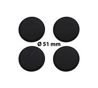 4 x Ø 51 mm Polymere Aufkleber / Schwarz / Nabenkappen, Felgendeckel