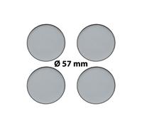 4 x Ø 57 mm Polymere Aufkleber / Chrom-Optik / Nabenkappen, Felgendeckel