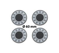 4 x Ø 60 mm Polymere Aufkleber / Schrauben-Optik / Nabenkappen, Felgendeckel