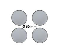 4 x Ø 60 mm Polymere Aufkleber / Silber-Optik / Nabenkappen, Felgendeckel
