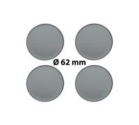 4 x Ø 62 mm Polymere Aufkleber / Metall-Optik / Nabenkappen, Felgendeckel