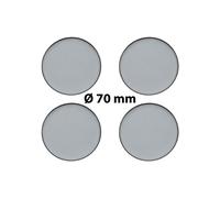 4 x Ø 70 mm Polymere Aufkleber / Chrom-Optik / Nabenkappen, Felgendeckel