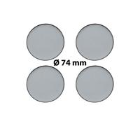 4 x Ø 74 mm Polymere Aufkleber / Chrom-Optik / Nabenkappen, Felgendeckel