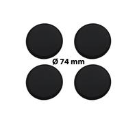 4 x Ø 74 mm Polymere Aufkleber / Schwarz / Nabenkappen, Felgendeckel