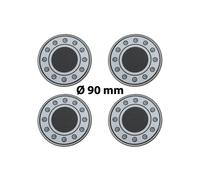 4 x Ø 90 mm Polymere Aufkleber / Schrauben-Optik / Nabenkappen, Felgendeckel