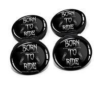 4 x Nabendeckel 60mm Durchmesser Nabenkappen Felgendeckel Felgenaufkleber Gel Emblem Doming für Auto Felgen Kfz Tuning Zubehör Radnabenkappen DM006 (Nr. 14 Born to Ride, Nabendeckel Set)