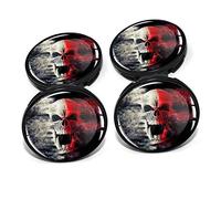 4 x Nabendeckel 60mm Durchmesser Nabenkappen Felgendeckel Felgenaufkleber Gel Emblem Doming für Auto Felgen Kfz Tuning Zubehör Radnabenkappen DM006 (Nr. 1 Scull Bicolor, Nabendeckel Set)