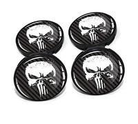 4er Set Nabendeckel 60mm inkl. Skull Carbon Black Doming Aufkleber Felgen DM006