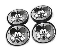 4 x Nabendeckel 60mm Durchmesser Nabenkappen Felgendeckel Felgenaufkleber Gel Emblem Doming für Auto Felgen Kfz Tuning Zubehör Radnabenkappen DM006 (Nr. 16 Mickey Mouse silver, Nabendeckel Set)