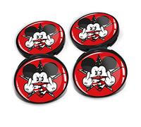 4er Set Nabendeckel 60mm inkl. Mickey Mouse Rot Aufkleber Felgen Folie DM006